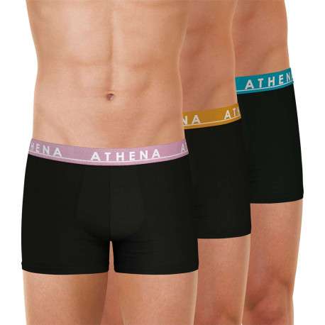 Lot de 3 boxers classiques en coton noirs unis et à coupe fermée