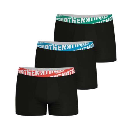 Lot de 3 boxers en coton noirs unis à coupe fermée et taille élastiquée brodée - Image 2