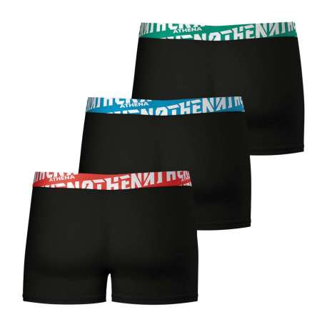 Lot de 3 boxers en coton noirs unis à coupe fermée et taille élastiquée brodée - Image 4