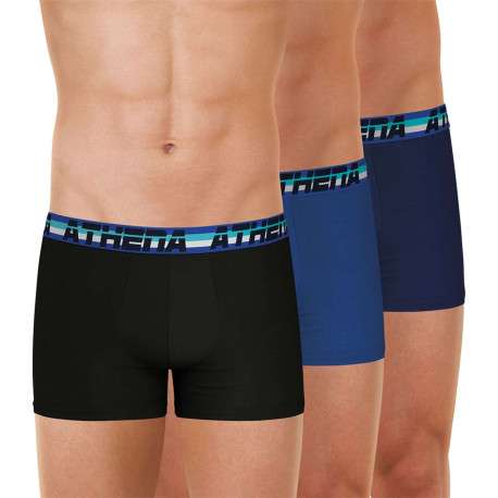 Lot de 3 boxers classiques en coton multicolores unis et à coupe fermée