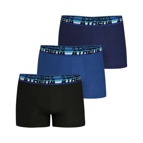 Lot de 3 boxers classiques en coton multicolores unis et à coupe fermée - Image 2