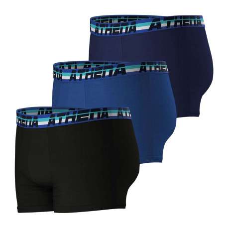 Lot de 3 boxers classiques en coton multicolores unis et à coupe fermée - Image 3