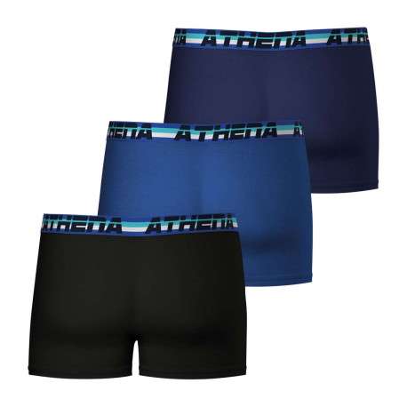 Lot de 3 boxers classiques en coton multicolores unis et à coupe fermée - Image 4
