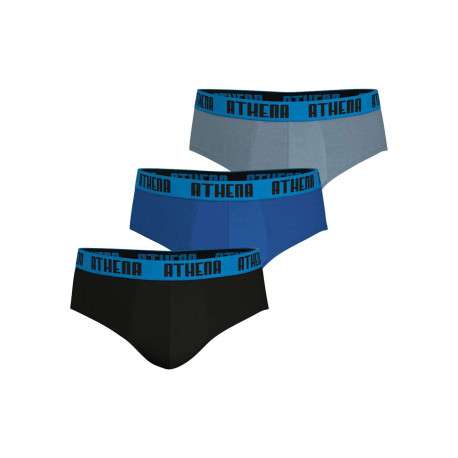 Lot de 3 slips en coton multicolores unis avec une coupe fermée