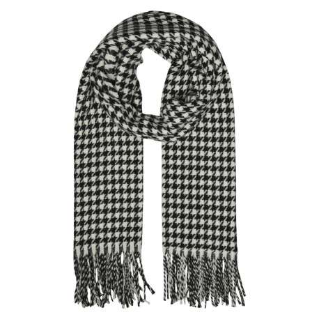 Écharpe longue bicolore en damier noir et blanc et effilée aux extrémités