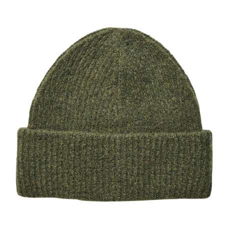 Bonnet à revers kaki uni en maille côtelé et en polyester recyclé