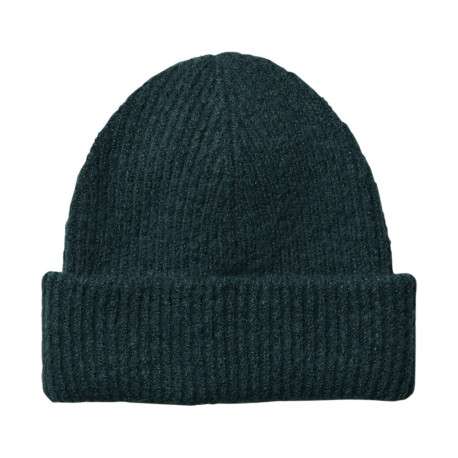 Bonnet à revers pétrole uni en maille côtelé et en polyester recyclé