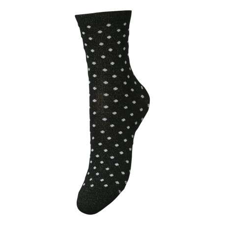 Chaussettes noires à pois blanc avec une coupe haute en partie en coton