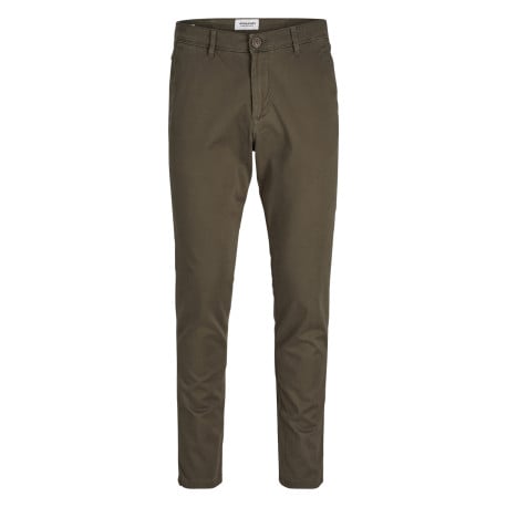 Pantalon chino Marco Bowie en coton mélangé marron uni avec une coupe slim