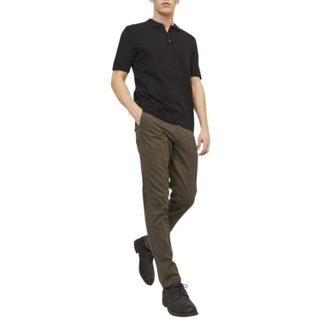Pantalon chino Marco Bowie en coton mélangé marron uni avec une coupe slim - Image 4