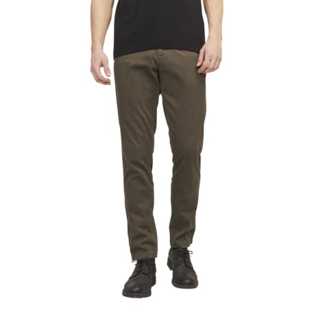 Pantalon chino Marco Bowie en coton mélangé marron uni avec une coupe slim - Image 7