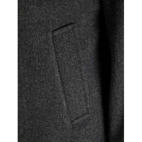 Manteau en laine mélangée anthracite chiné à coupe droite et col montant - Image 2