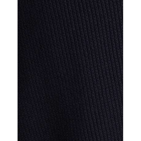 Pull en coton marine uni avec une coupe droite et un col rond - Image 2