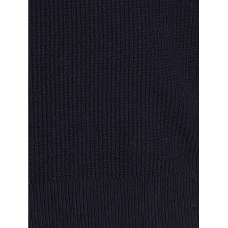 Pull en coton marine uni avec une coupe droite et un col rond - Image 3