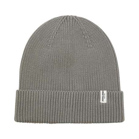Bonnet à large revers en coton biologique gris en maille côtelée