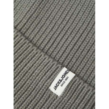 Bonnet à large revers en coton biologique gris en maille côtelée - Image 2