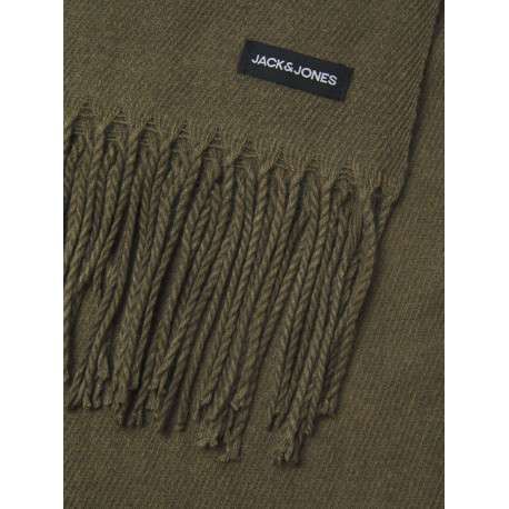 Écharpe kaki unie avec franges - Image 2