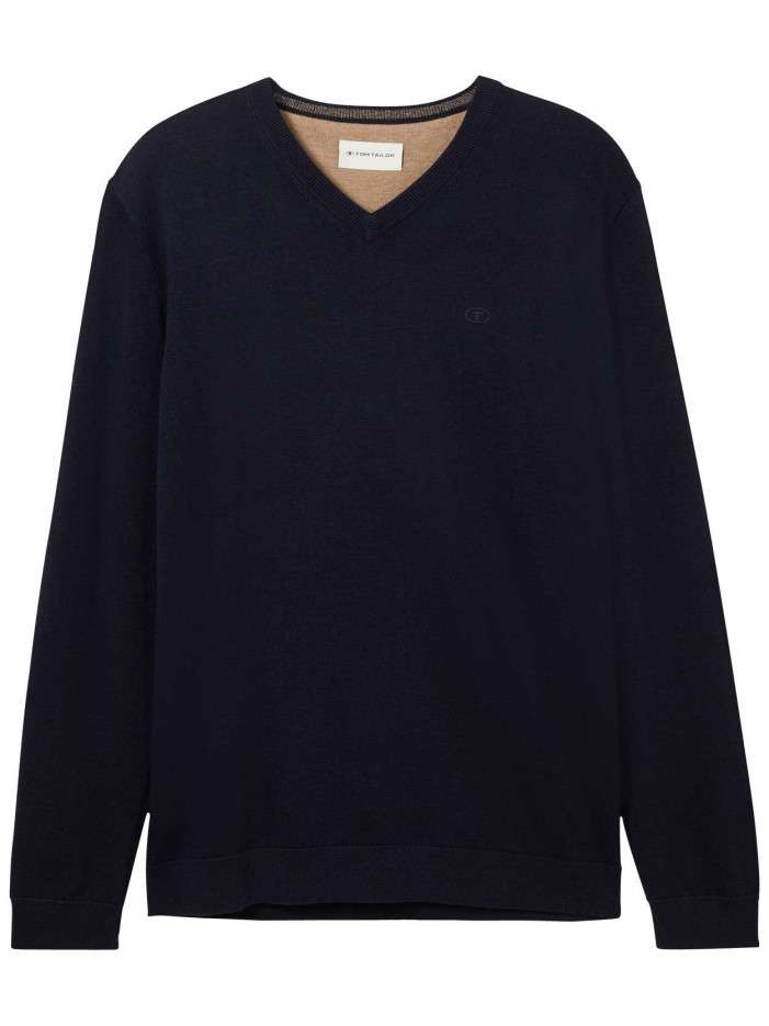 Pull en coton marine uni...