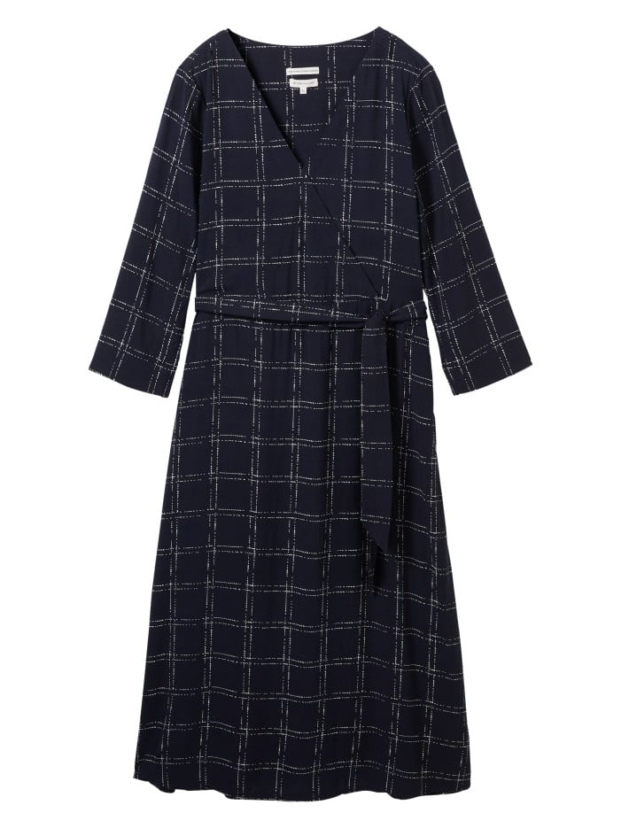 Robe mi-longue marine à...