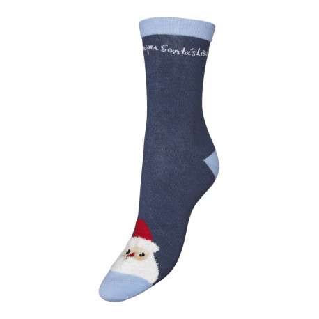 Chaussettes bleues avec un imprimé père Noël et à coupe haute