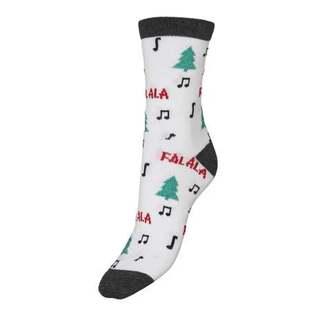 Chaussettes blanches à imprimé notes de musiques et haut en bord-côte