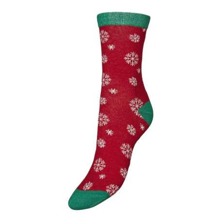 Chaussettes rouges à imprimé flocons de neige et une coupe haute