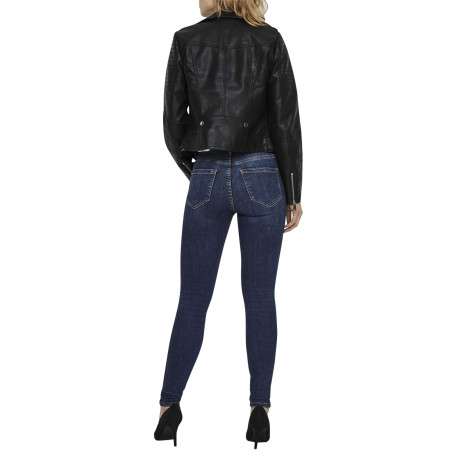 Veste perfecto courte noire unie avec une coupe ajustée et un col à revers - Image 2