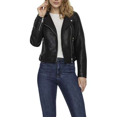 Veste perfecto courte noire unie avec une coupe ajustée et un col à revers - Image 4