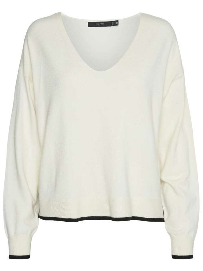Pull écru uni à coupe...