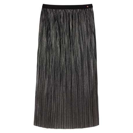 Jupe longue anthracite unie avec une coupe droite et une taille élastiquée - Image 4