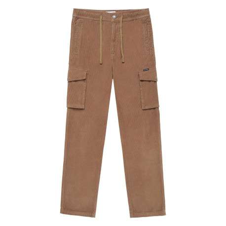 Pantalon en coton tabac uni avec une taille élastiquée et une coupe droite - Image 4