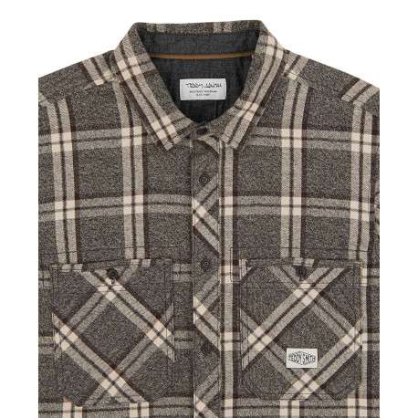 Chemise en coton noire à carreaux avec une coupe droite et un col français - Image 4