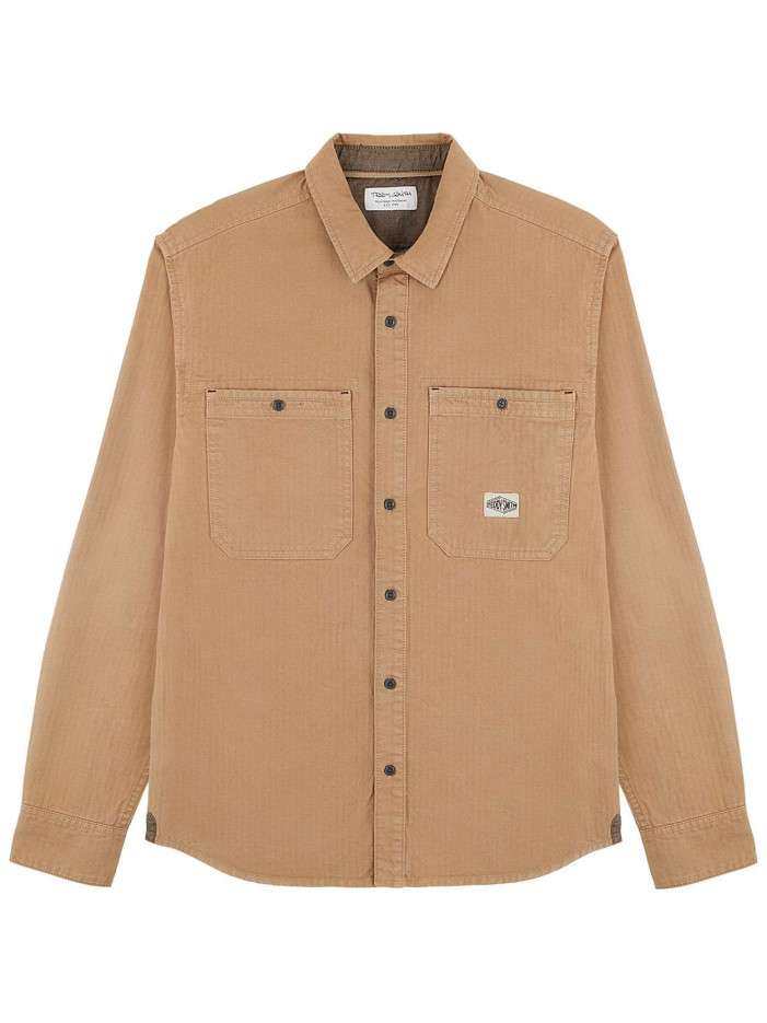 Chemise en coton beige unie...