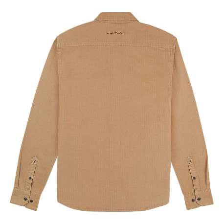 Chemise en coton beige unie à coupe droite et un col français - Image 2