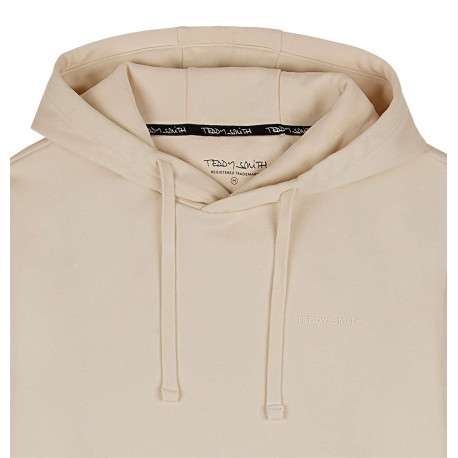 Sweat à capuche en coton mélangé ecru uni coupe droite col à capuche - Image 3