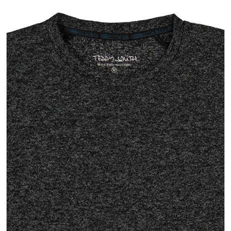T-shirt noir uni avec une coupe droite et un col rond à manches longues - Image 4