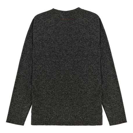 T-shirt noir uni avec une coupe droite et un col rond à manches longues - Image 5