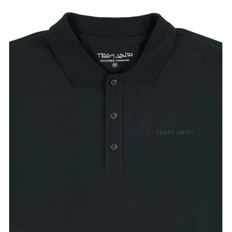 Polo en coton vert uni avec une coupe droite et le nom de la marque