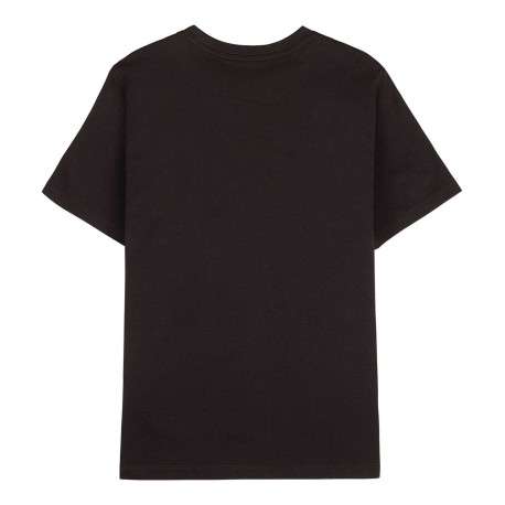 T-shirt en coton noir uni avec une coupe droite et un col rond - Image 2