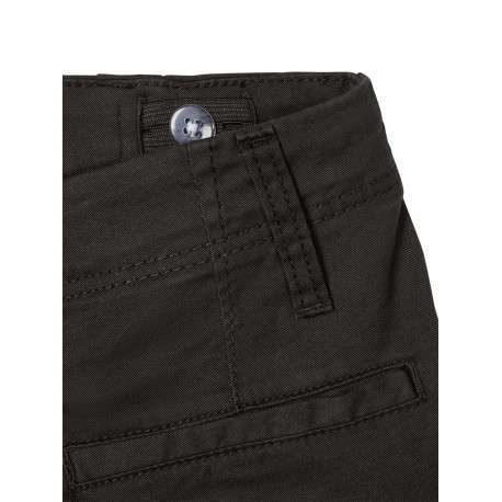 Cargo en coton noir uni avec une coupe slim élastiquée aux ourlets et 6 poches - Image 3