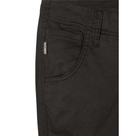 Cargo en coton noir uni avec une coupe slim élastiquée aux ourlets et 6 poches - Image 6