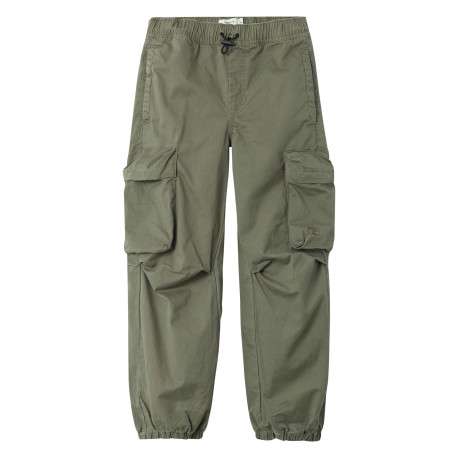 Pantalon cargo en coton kaki uni avec une coupe parachute large