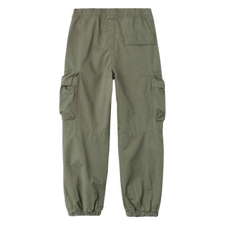 Pantalon cargo en coton kaki uni avec une coupe parachute large - Image 2