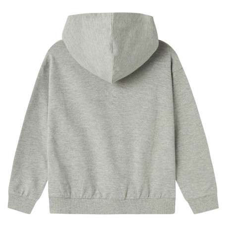 Sweat à capuche en coton mélangé gris chiné avec une coupe droite et un imprimé - Image 2