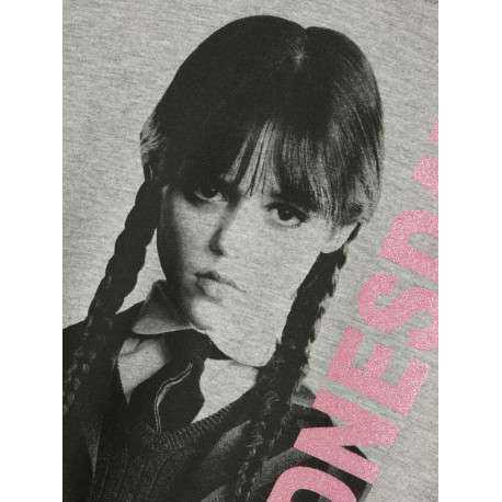 Sweat à capuche en coton mélangé gris chiné avec une coupe droite et un imprimé - Image 3