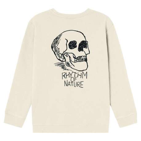 Sweat en coton biologique beige avec un col rond et une tête de mort brodée - Image 2