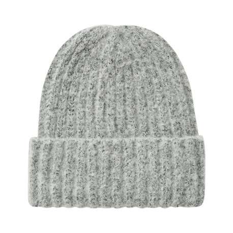 Bonnet gris clair moucheté en maille tricotée doux avec un revers