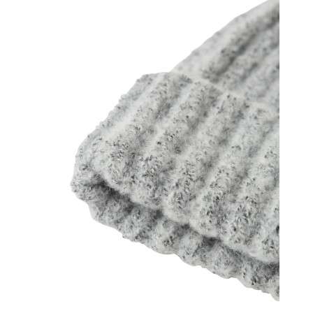 Bonnet gris clair moucheté en maille tricotée doux avec un revers - Image 3