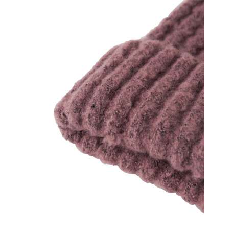Bonnet rose moucheté en maille tricotée doux avec un revers - Image 3