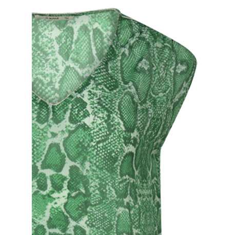Robe courte verte imprimée peau de serpent à coupe droite et sans manches - Image 3